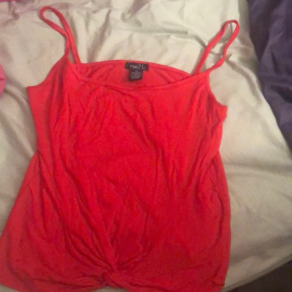 Rue 21 bright orange tank top with twisted bottom!